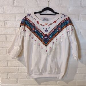 White Southwestern Fringe Women's Top